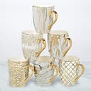 Matrix Gold Porcelain Coffee & Tea Mug Set – Premium Fine Porcelain with Elegant Gold-Plated Finish, Luxury Drinkware for Everyday Dining, Entertai...