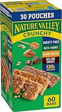 Nature Valley Crunchy Granola Bars, Value Pack, 60 Bars, 44.7 OZ Count (30 Pouches)