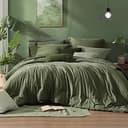 Monbix Queen Comforter Set 7 Pieces Cationic Green Bed in a Bag | Cationic Dyeing Reversible All Season Bedding Sets with Comforter, Sheets, Pillowcases & Shams