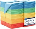 S&T INC. 200 Pack Microfiber Cleaning Cloth, Bulk Towels for Home, Reusable Microfiber Towels for Cars, Cleaning Rags, Assorted, 11.5 Inches x 11.5...
