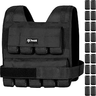 Yes4All Adjustable Weighted Vest, Removable Cast Iron Weight Blocks, Adjustable Resistance for Strength Training, Cardio, HIIT and Running, Weighte...