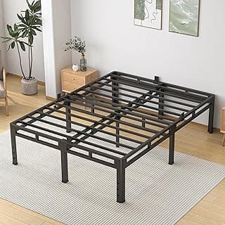 NKZ King Size Bed Frame 20 Inch, Metal Bed Frame & Box Spring 2 in 1 Platform with Round Corner Legs, 4000lbs Weight Capacity Reinforced Metal Fram...