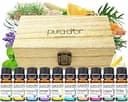 PURA D'OR Organic Perfect10 Essential Oils Set - 10x 10mL Wood Box Aromatherapy Gift Set - 100% Pure Therapeutic Grade for Relaxation and Wellness ...