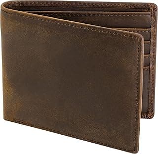 Top Grain Leather Wallet for Men | RFID Blocking | Extra Capacity Bifold Wallet with 2 ID Windows | Ultra Strong Stitching | Slim Billfold with 8 C...